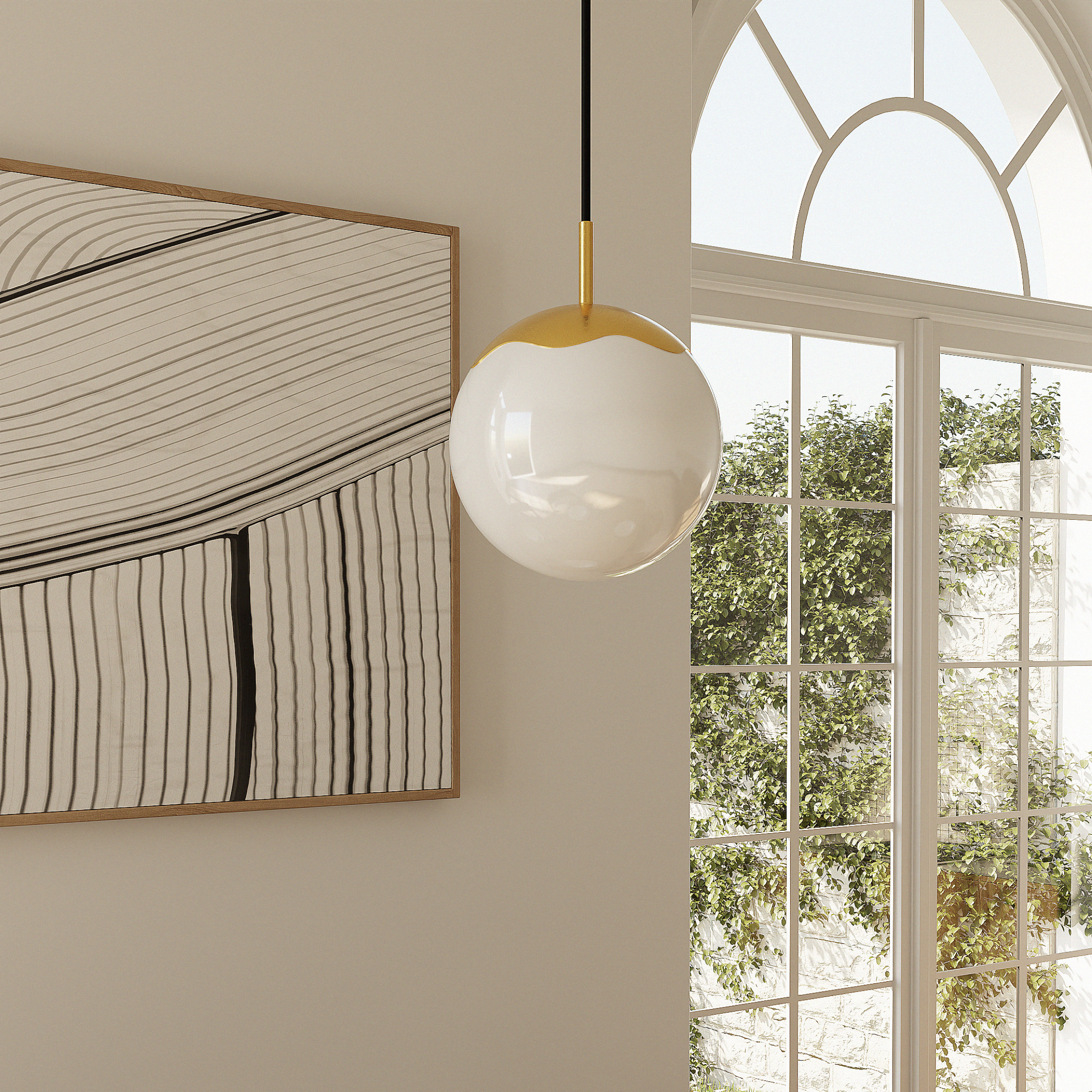 Eternal Moonlight Pendant Stor - Hvid Ledning