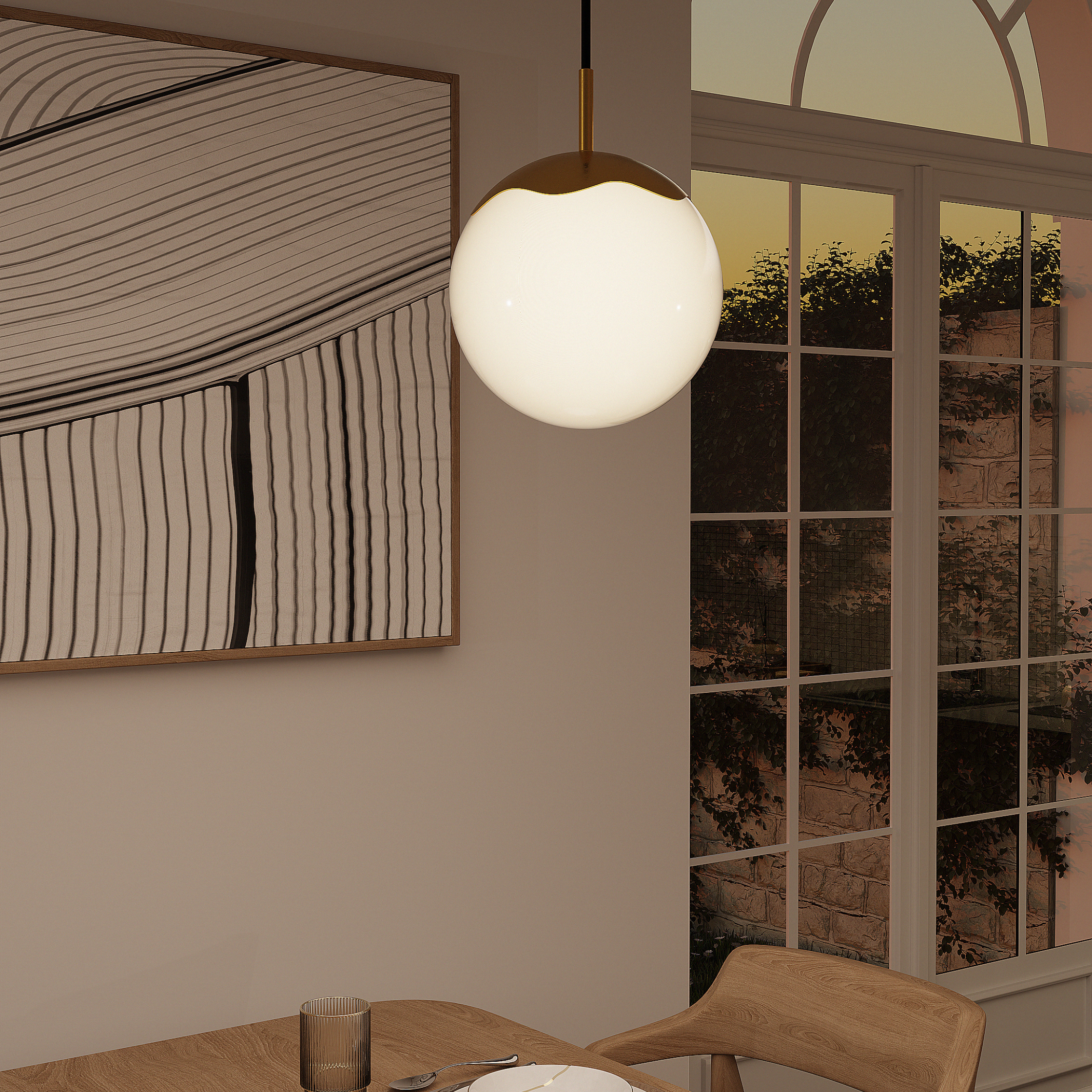 Eternal Moonlight Pendant Stor - Hvid Ledning