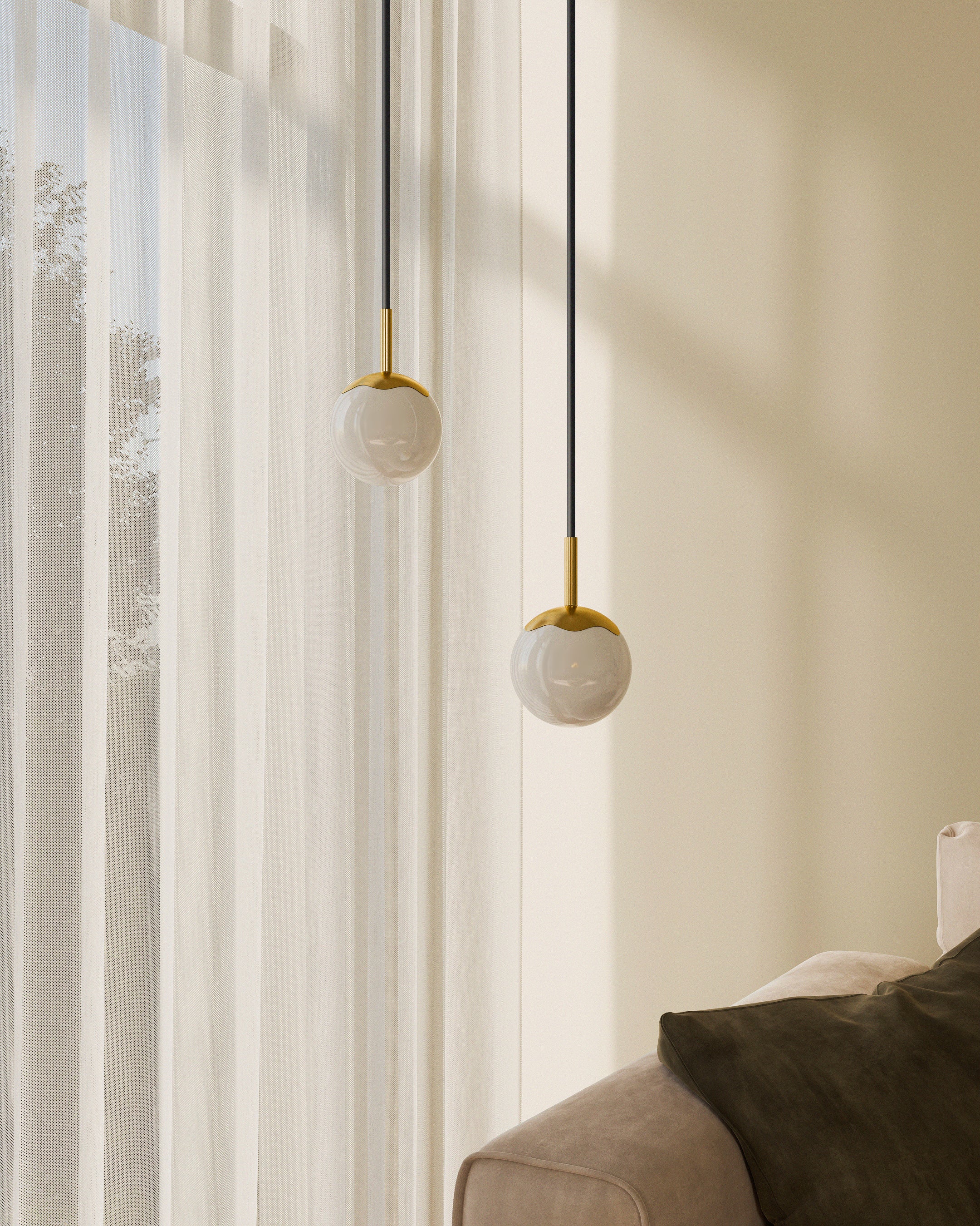 Eternal Moonlight Pendant Stor - Hvid Ledning