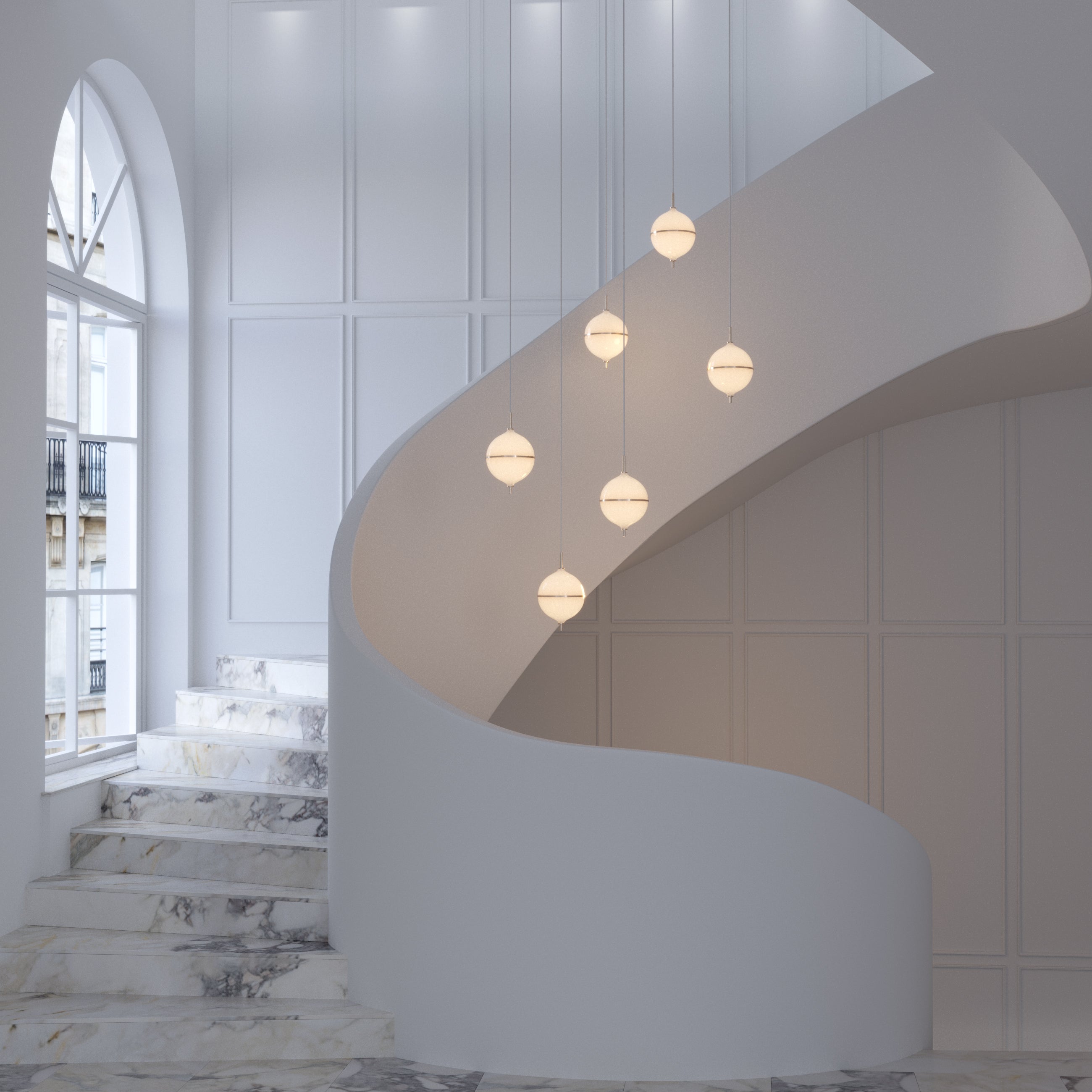 Sleek and sophisticated sculptural lighting fixture for luxury interiors.