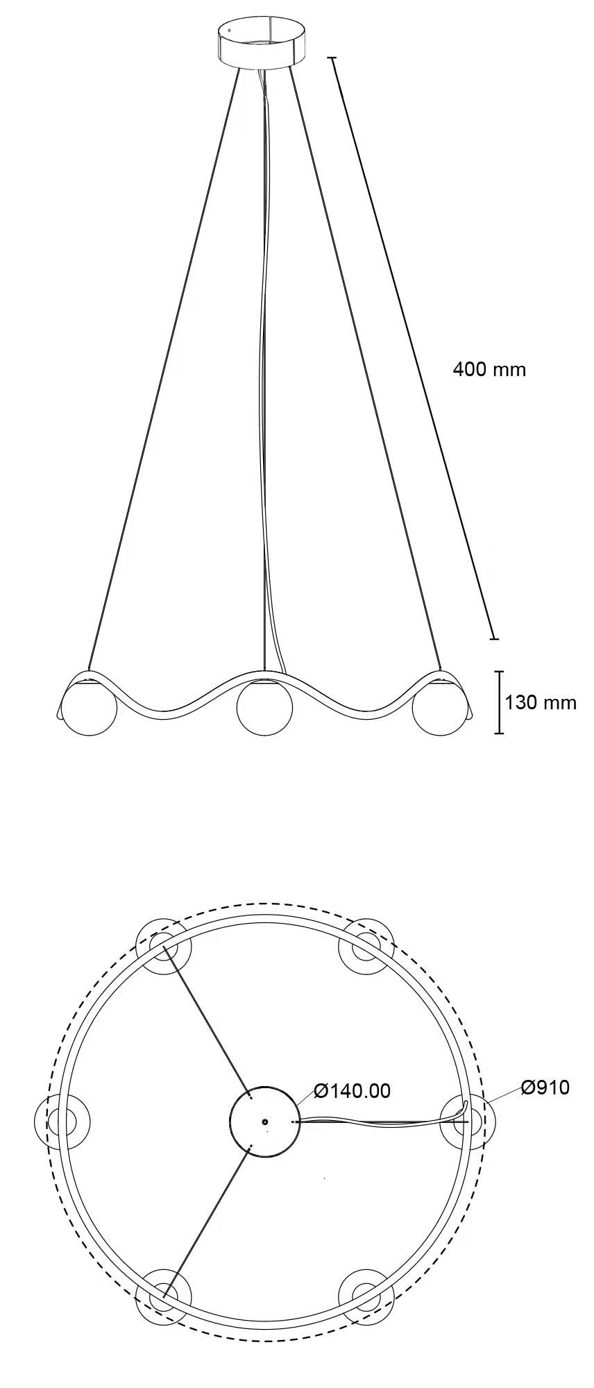 Sample - Circle of life chandelier - Medium ø65 cm.