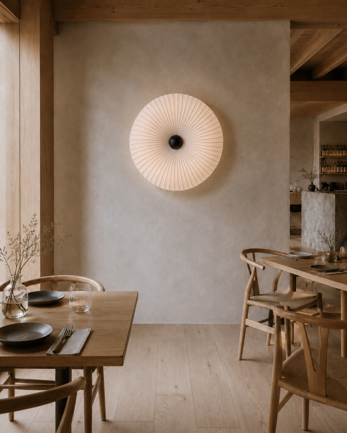 Lilac Ø130 cm in burnished brass – restaurant