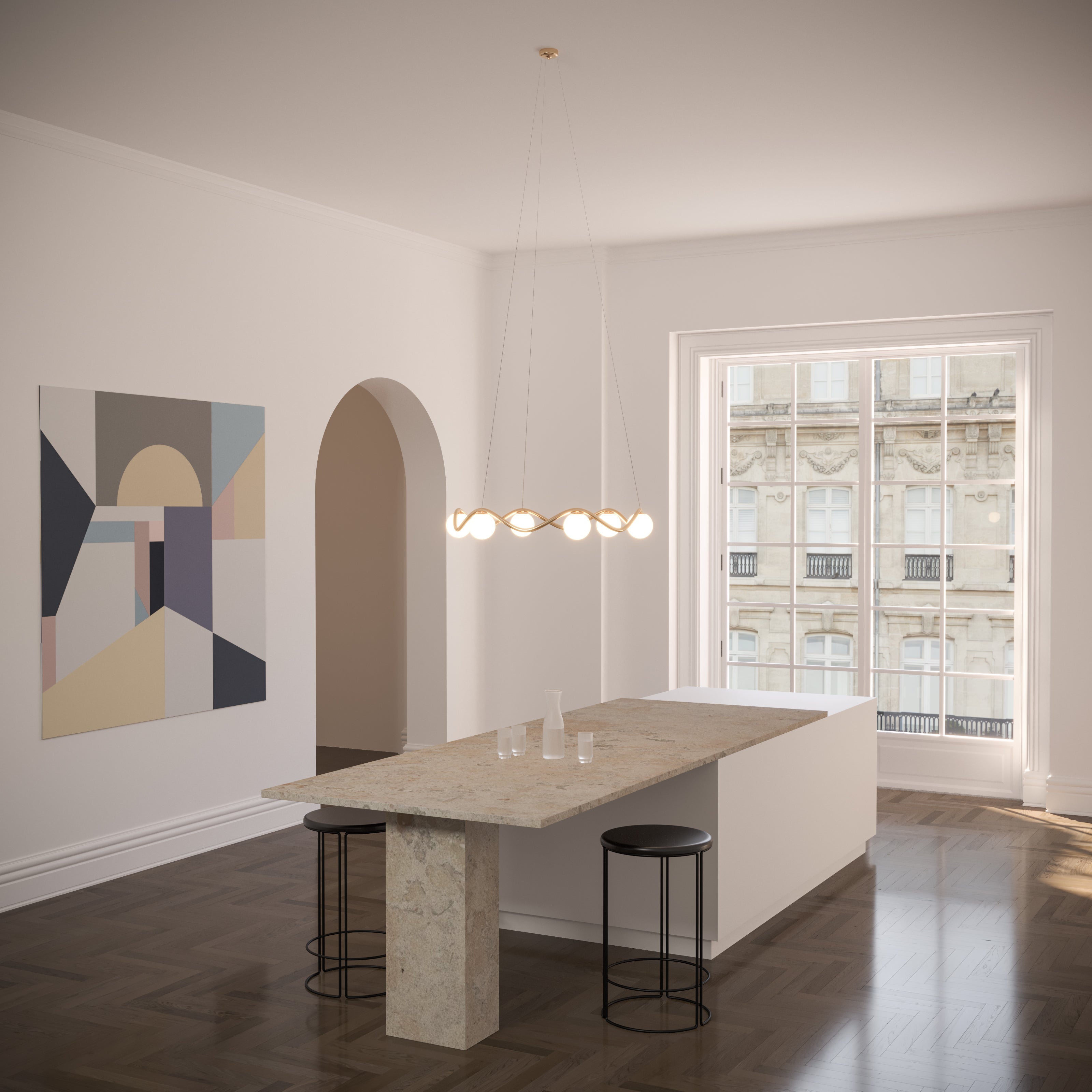Elegant home decor chandelier with Danish craftsmanship and warm lighting.