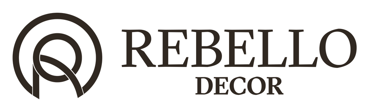 Rebello Decor complete horizontal espresso logo
