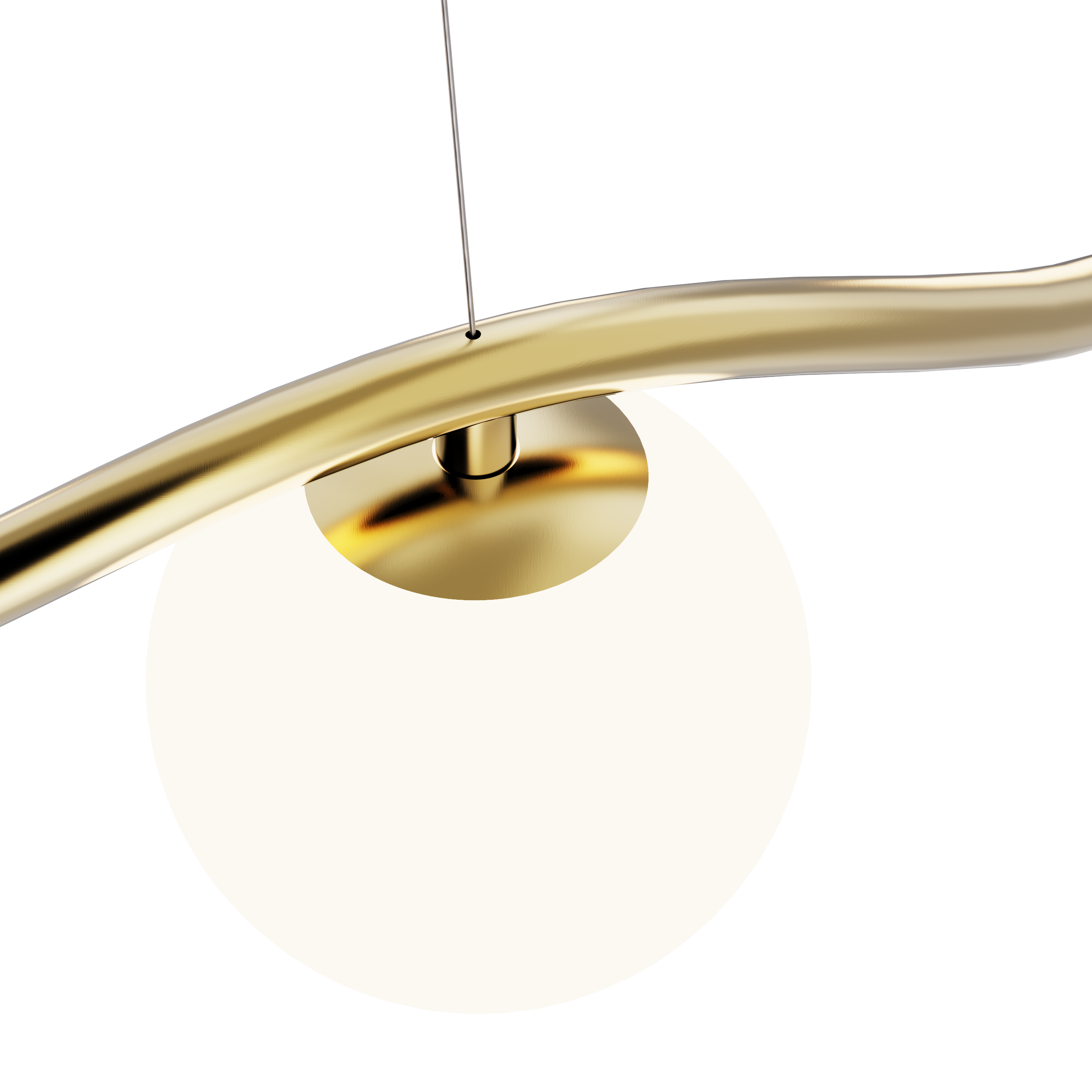 Elegant chandelier with handcrafted glass, warm ambient LED lighting, contemporary aesthetics, and adjustable height.